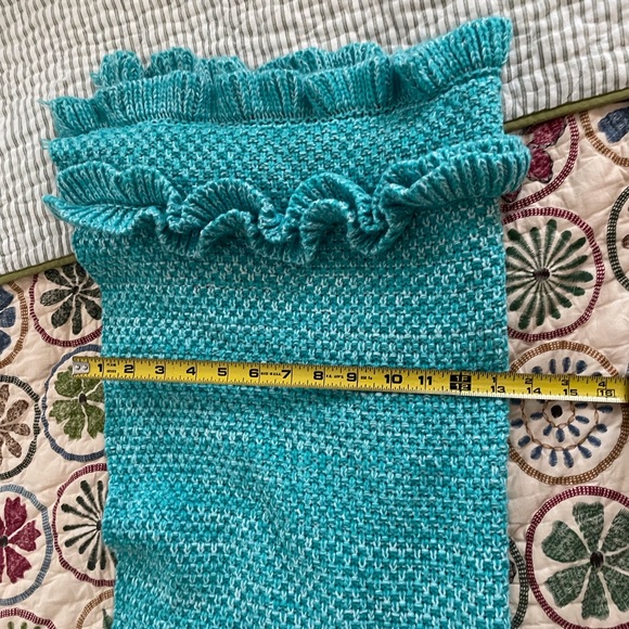 Aqua Knit Crochet Handmade Mermaid Tail Blanket - Picture 3 of 8
